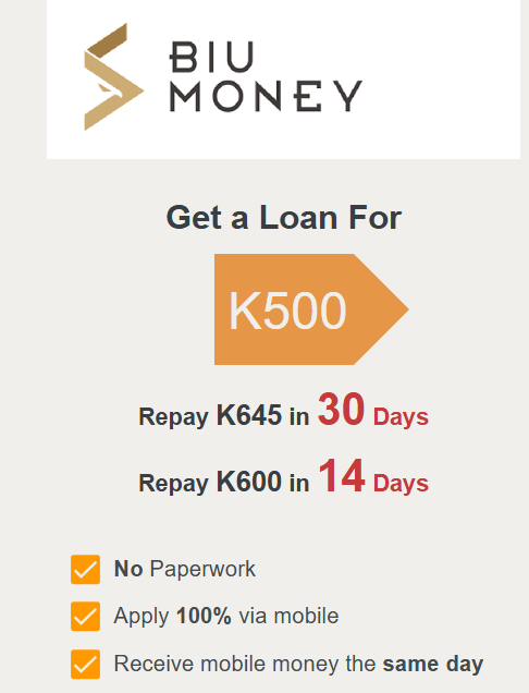 Biumoney mobile loan application providing fast financial solutions for Zambians